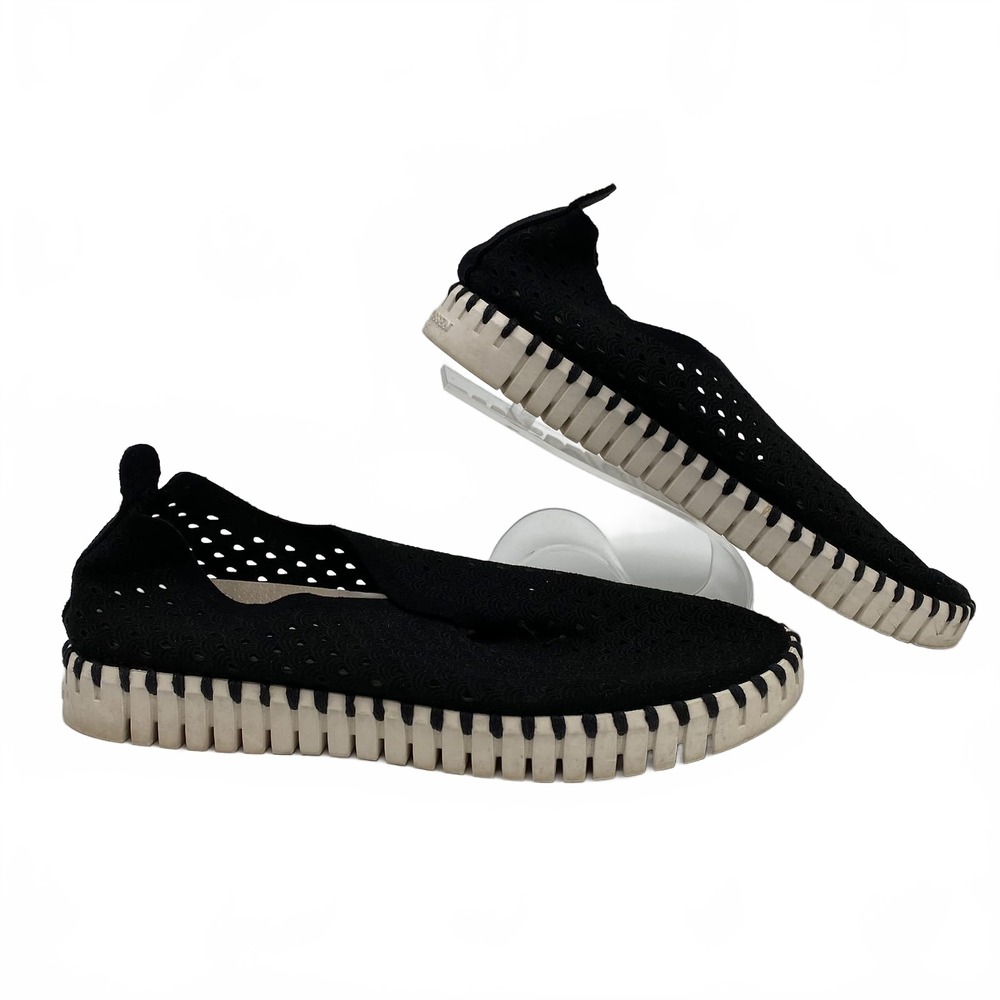 Ilse Jacobsen Black Laser-Cut Sneakers | Womens 38EU